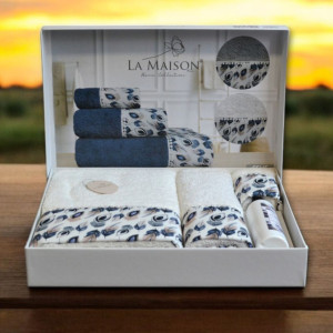 Подарунковий набір рушників La Maison 3 шт Esme Ekru Білий (30х50, 50х90, 70х140) + аромат