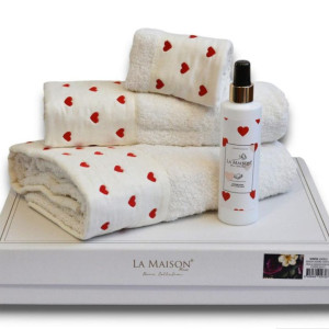 Подарунковий набір рушників La Maison 3 шт Lovely Білий (30х50, 50х90, 70х140) + аромат