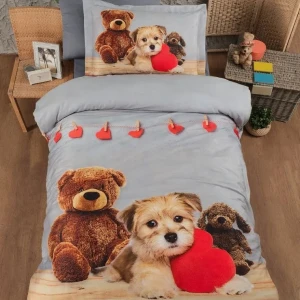 Постільна білизна First choice 3D Satin Dobi Полуторний 160×220 Сатин Сірий