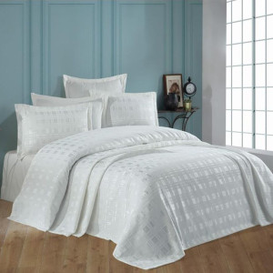 Покривало Gardine's Ekose Євро 240 x 260 см  Кремовий