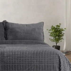 Покривало з наволочками Merinos з Modern Line Євро 220×240 см Велсофт Темно-сірий