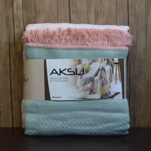 Плед бавовняний Aksu Монтант 180х220 см Бірюзовий