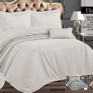 Покривало з бахромою Kayra з Bianca Євро 240х260 см Жаккард Кремовий