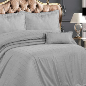 Покривало з бахромою Kayra з Bianca Євро 240х260 см Жаккард Сірий