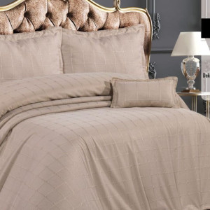 Покривало з бахромою Kayra з Bianca Євро 240х260 см Жаккард Капучіно