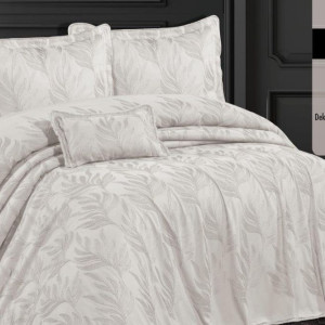 Покривало з бахромою Kayra з Carina Євро 240х260 см Жаккард Кремовий