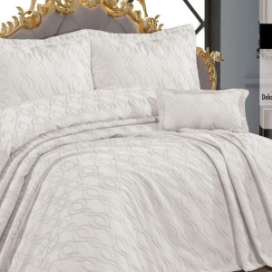 Покривало з бахромою Kayra з Dolores Євро 240х260 см Жаккард Кремовий