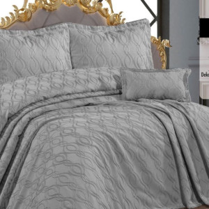 Покривало з бахромою Kayra з Dolores Євро 240х260 см Жаккард Сіре