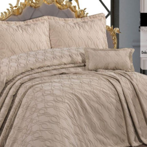 Покривало з бахромою Kayra з Dolores Євро 240х260 см Жаккард Капучіно