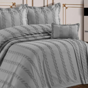 Покривало з бахромою Kayra з Ester Євро 240х260 см Жаккард Сіре