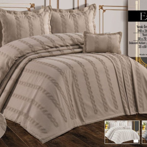 Покривало з бахромою Kayra з Ester Євро 240х260 см Жаккард Капучіно