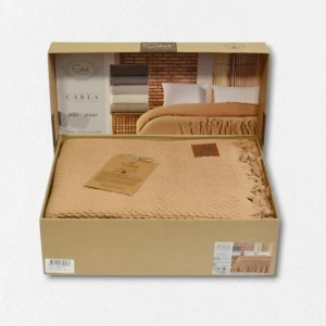 Покривало Sikel Carla Somon Євро 210×240 см Бавовна Персиковий