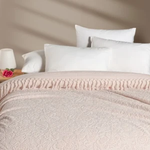 Покривало Sikel Lilyum Somon Євро 200 х 220 см Махра Пудровий