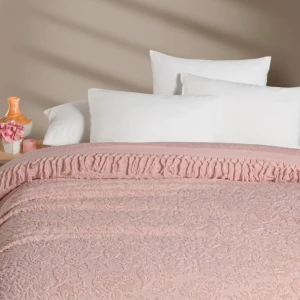 Покривало Sikel Lilyum Євро 200 х 220 см Махра Рожевий