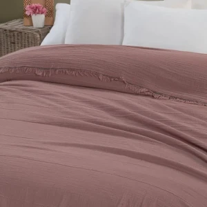 Муслінове покривало Sikel Izgi Rose Двоспальний 220×240 Муслін Рожевий