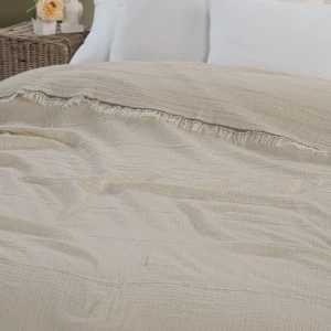 Муслінове покривало Sikel Izgi Naturel Двоспальний 220×240 Муслін Кремовий