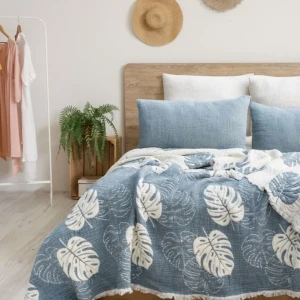 Муслінове покривало Saheser Forest Євро 240 х 260 см Муслін Блакитний