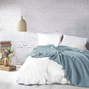 Покривало Saheser Mona Turkuaz Євро 220 х 240 см Жаккард Бірюзовий