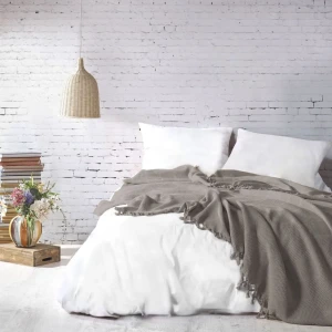 Покривало Saheser Mona Євро 220 х 240 см Жаккард Коричневий