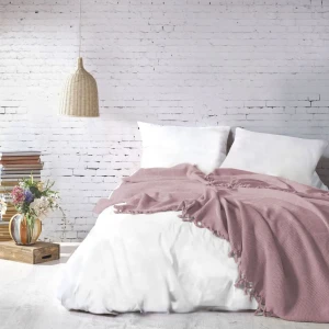 Покривало Saheser Mona Євро 220 х 240 см Жаккард Рожевий