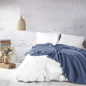 Покривало Saheser Mona Євро 220 х 240 см Жаккард Синій