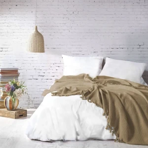 Покривало Saheser Mona Євро 220 х 240 см Жаккард Коричневий