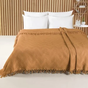 Покривало Saheser Zick Zack Kahve Євро 220 х 240 см Жаккард Коричневий