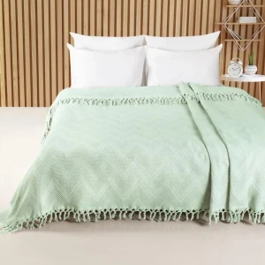 Покривало Saheser Zick Zack Полуторний 180 х 220 см Жаккард М'ятний