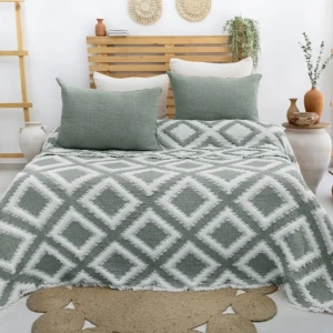 Муслінове покривало Saheser Sonia Євро 240 х 260 см Муслін Зелений