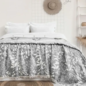 Муслінове покривало Saheser Amore Євро 240 х 260 см Муслін Сірий