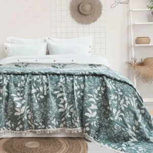 Муслінове покривало Saheser Amore Євро 240 х 260 см Муслін Зелений