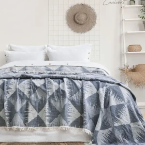 Муслінове покривало Saheser Dolce Євро 240 х 260 см Муслін Синій