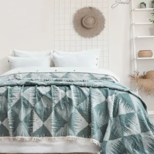 Муслінове покривало Saheser Dolce Євро 240 х 260 см Муслін Зелений