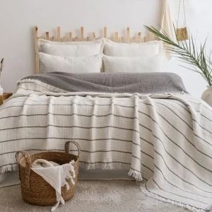 Покривало муслінове Saheser Санте 220 х 240 см Сіре