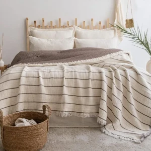 Покривало муслінове Saheser Санте 220 х 240 см Коричневе