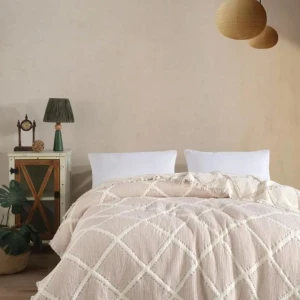 Муслінове покривало Charlotte Exclusive Євро 230 х 250 см Муслін Бежевий