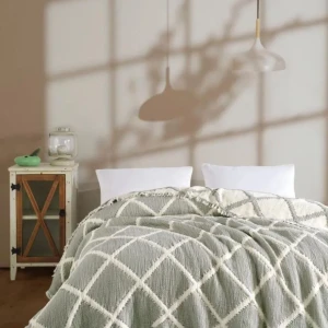 Муслінове покривало Charlotte Exclusive Євро 230 х 250 см Муслін Зелений