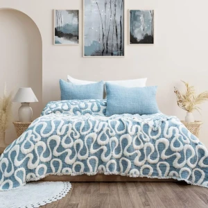 Муслінове покривало Saheser Mervis Євро 240 х 260 см Муслін Блакитний