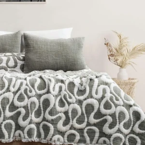 Муслінове покривало Saheser Mervis Євро 240 х 260 см Муслін Зелений