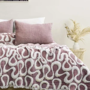 Муслінове покривало Saheser Mervis Murdum Євро 240 х 260 см Муслін Фіолетовий