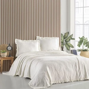 Муслінове покривало Saheser Ilda Євро 240 x 260 см Муслін Кремовий