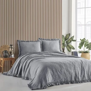 Муслінове покривало Saheser Ilda Євро 240 x 260 см Муслін Сірий