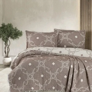 Муслінове покривало First choice Blooming Montela Євро 240 х 260 см Муслін Коричневий