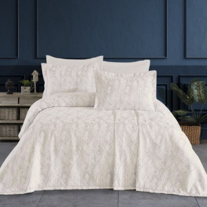 Покривало з наволочками Gardine's з Lulu Євро 240 x 260 см Шеніл Кремовий