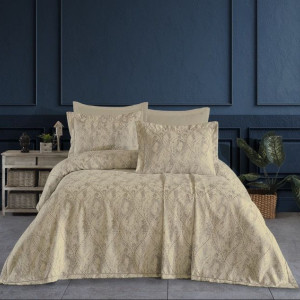 Покривало з наволочками Gardine's з Lulu Євро 240 x 260 см Шеніл Бежевий