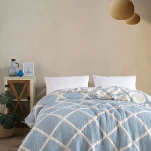 Муслінове покривало Charlotte Exclusive Євро 230 х 250 см Муслін Блакитний