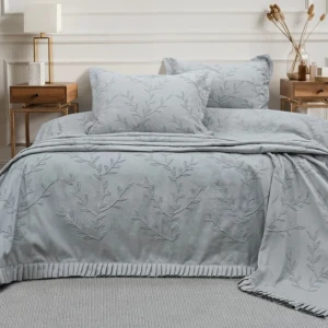 Покривало з наволочками MOSS з Lusia Євро 240 x 260 см Вельвет Сірий