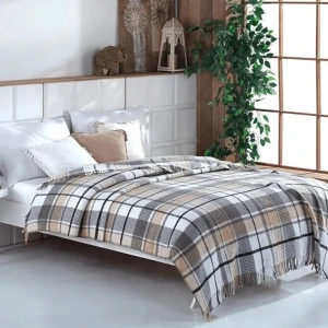 Плед бавовняний Aksu 180х220 см Сірий