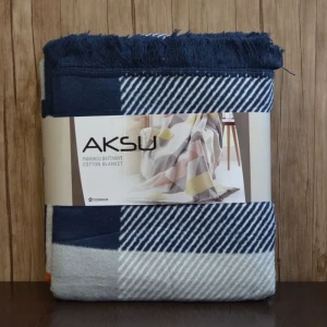Плед бавовняний Aksu 180х220 см Сірий в клітинку